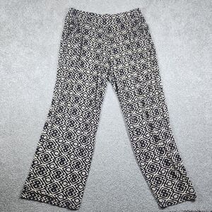 Falls Creek Black White Geometric Design Wide Leg Stretch Pants Women's Size Lg